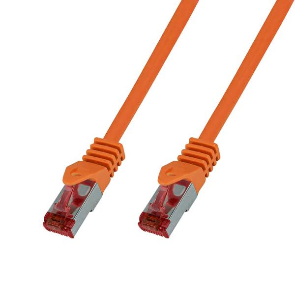 Patchkabel Cat.6 LAN Kabel S/FTP PIMF doppelt geschirmt, orange 0,25m