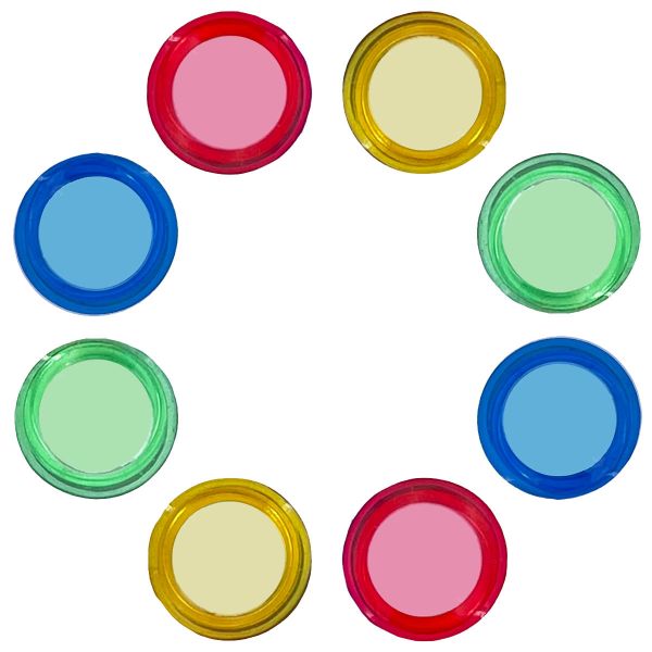 8 Magnete in verschiedenen Farben, transparent