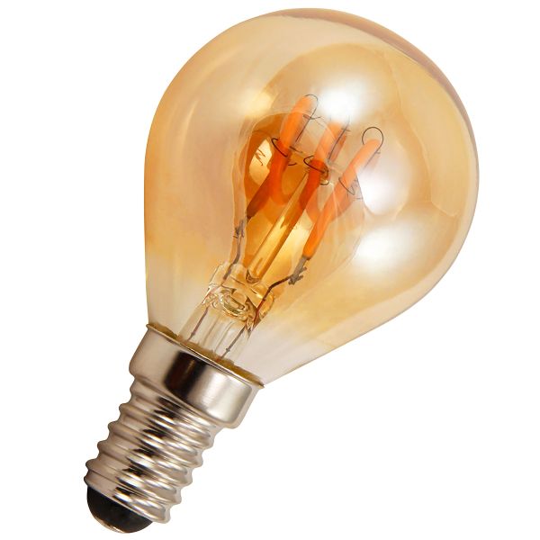 LED Birne E14, 2W Filament, warmweiß goldenes Glas