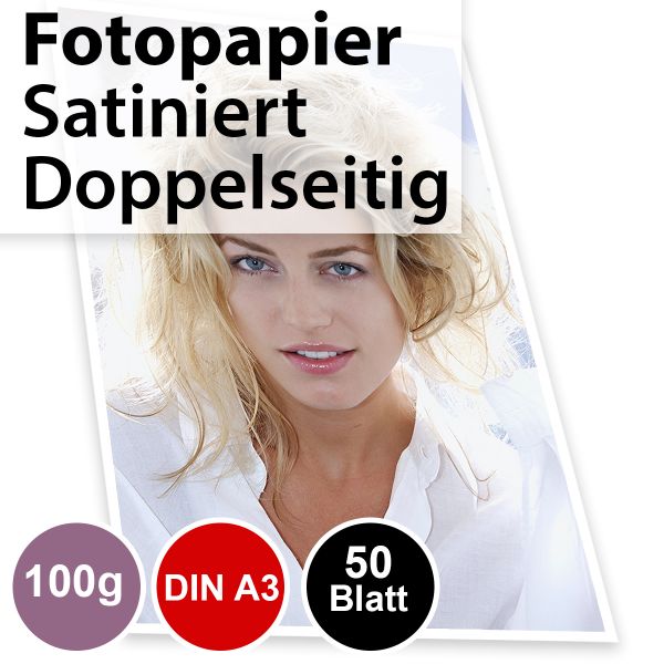 100g Satiniertes Foto-Papier Din A3, doppelseitig 50 Blatt