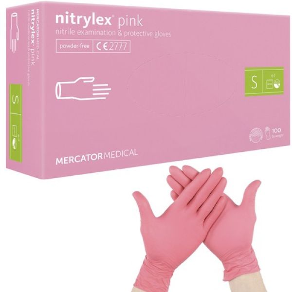 100 Schutzhandschuhe Einmalhandschuhe Nitril S, pink