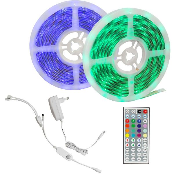 LED Stripe Set 10m RGB mit Netzteil, Fernbedienung, Controller inkl. Bewegungsmelder