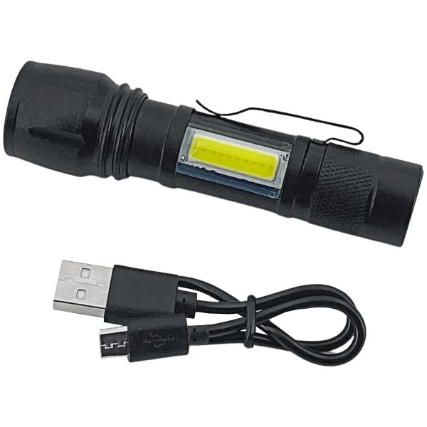 LED Akku-Taschenlampe 3W COB-LED mit Zoom