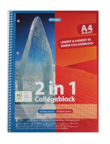 Collegeblock, DIN A4, Duo, 80 Blatt