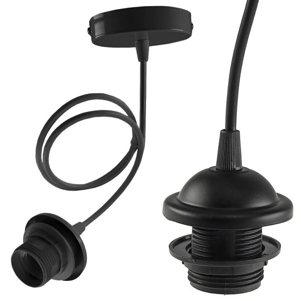 E27 Fassung für Lampenschirme, 80cm Kabel schwarz