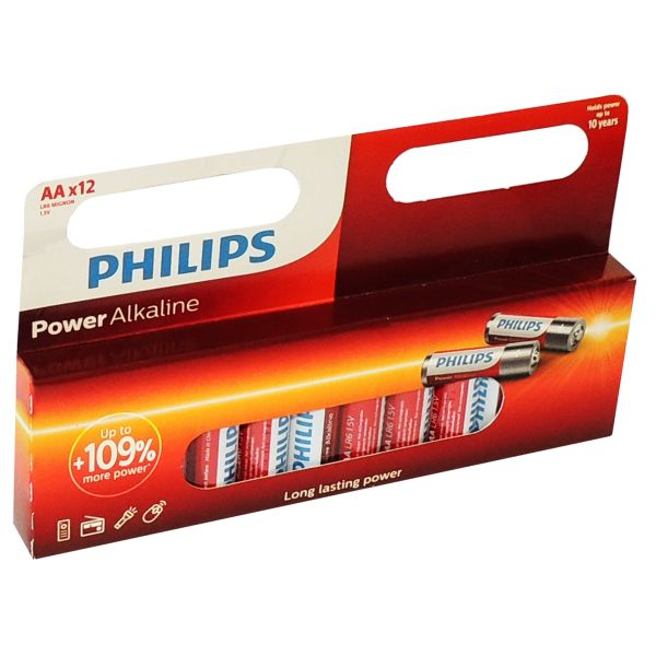 12 Stück AA / Mignon Alkaline-Batterien, Philips
