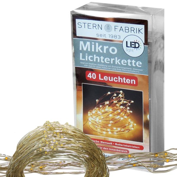 LED Lichterkette Mikro, 40 Mikro-LED 205cm