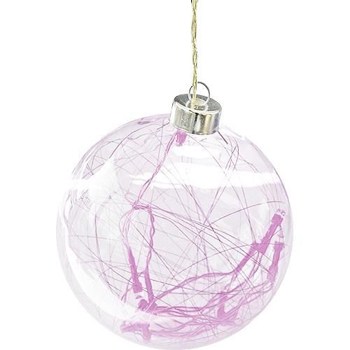 Weihnachtsdeko Glaskugel, 10 LED, 13cm, weiß