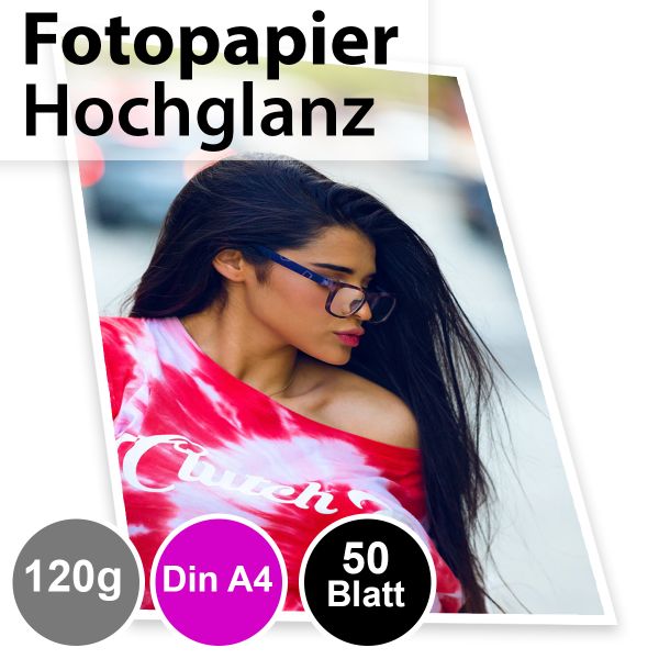120g High-Glossy Foto-Papier Din A4, 50 Blatt