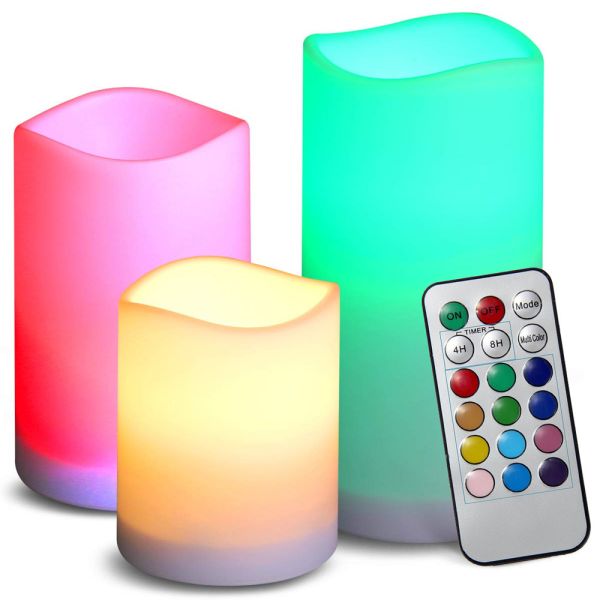 3er Set LED Kerzen, Lichtfarbe einstelbar, Komfort-Fernbedienung