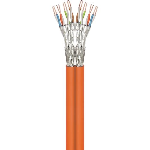 Cat7A Duplex-Netzwerkkabel 100m, S/FTP, PiMF, orange