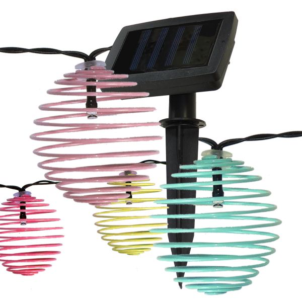 Solar Lichterkette 10 farbige LED Spiral-Lampions