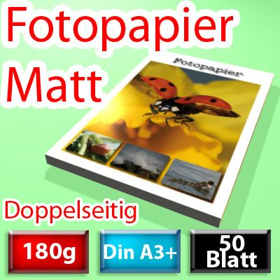 180g Mattes Foto-Papier Din A3+, doppelseitig, 50 Blatt