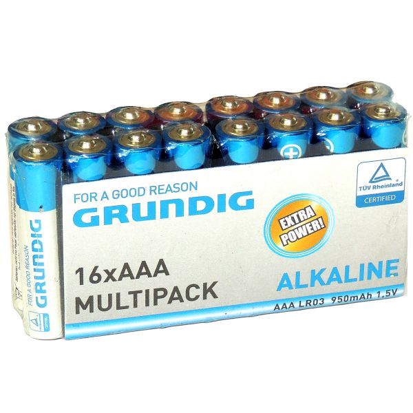 16 Stück AAA / Mikro Alkaline-Batterien, Grundig
