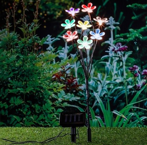 XL LED Solar-Leuchte Blumen farbige Blüten