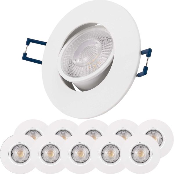 10er Spar-Set LED Einbaustrahler 3000K, 4.5W, schwenkbar, weiß