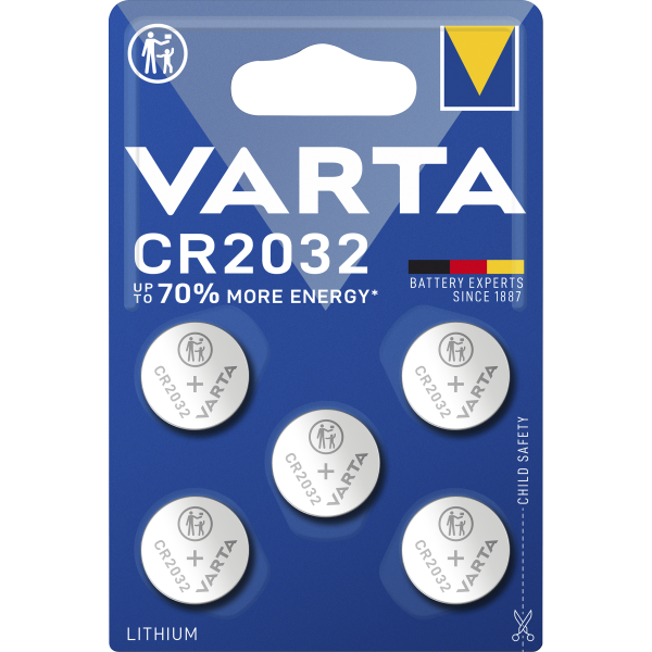 Lithium-Knopfzelle VARTA CR2032, 3V, 5er-Pack