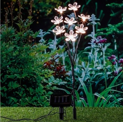 XL LED Solar-Leuchte Blumen weiße Blüten