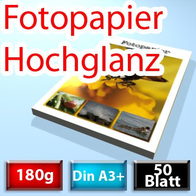 180g Photopapier glossy, A3+, 50 Blatt