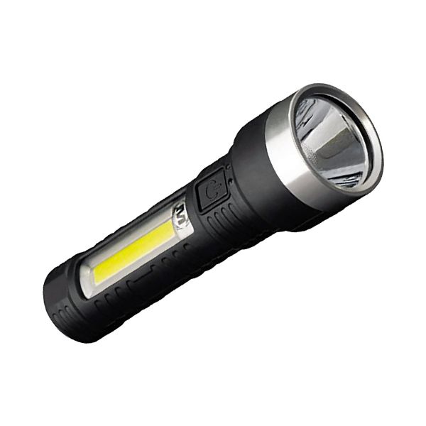 LED 2in1 Taschenlampe, 3W Hochleistungs LED + COB LED, Akku