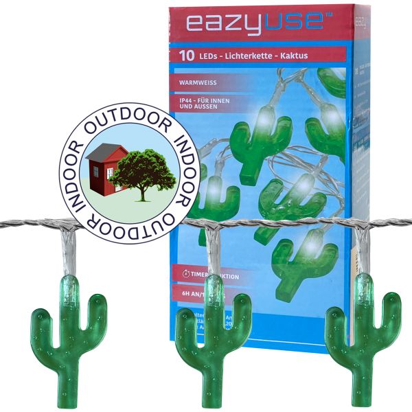 Lichterkette Kaktus 10 LED 1,2m warmweiß Timer