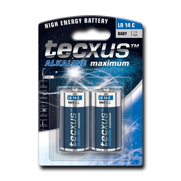 Baby (C)-Batterien, 2er-Pack tecxus Alkali Mangan