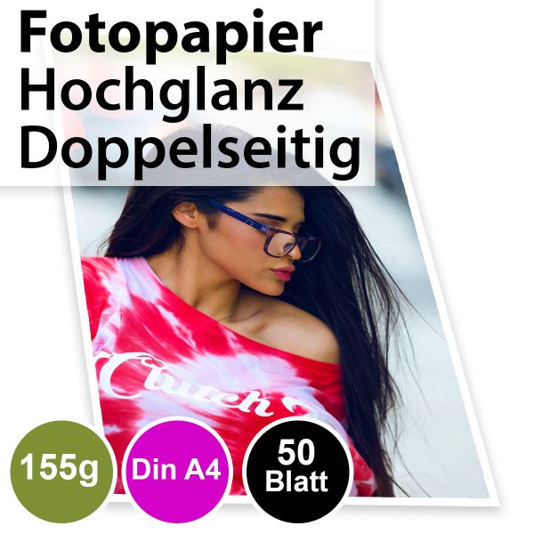 155g High-Glossy Foto-Papier Din A4, doppelseitig 50 Blatt