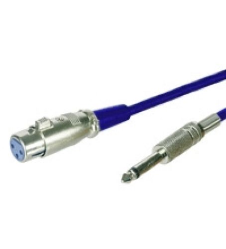 Mikrofon-Anschlusskabel 6m, blau, Klinke-XLR