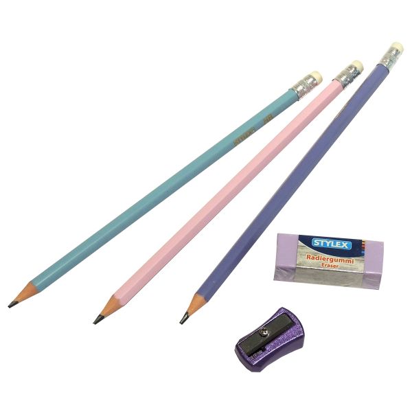 Bleistiftset mit Radierer und Anspitzer