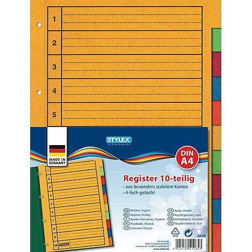 Ordnerregister, A4, farbig, 10 Register